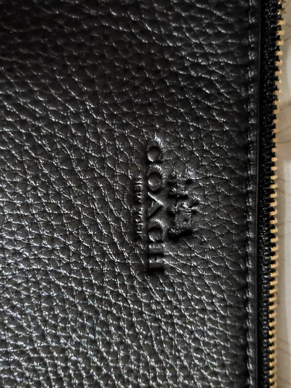 Coach Black Pebbled Leather Zip Wallet